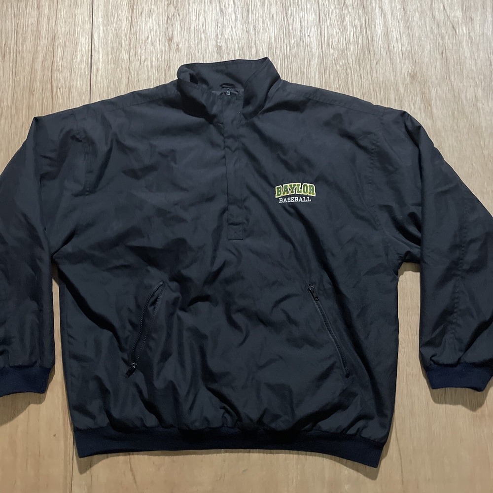 Vintage University Of Baylor Bears Baseball Quarter Zip Windbreaker Pullover Lg